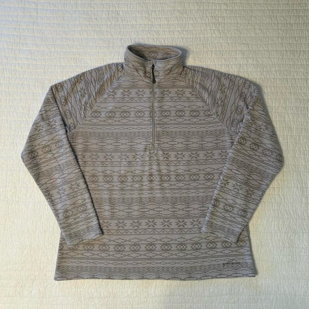 Eddie Bauer Grey Geometric Aztec Quarter Zip Jacket